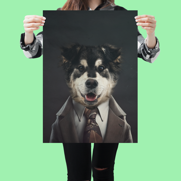 Executive Paws: Custom Businessman Pet Portrait