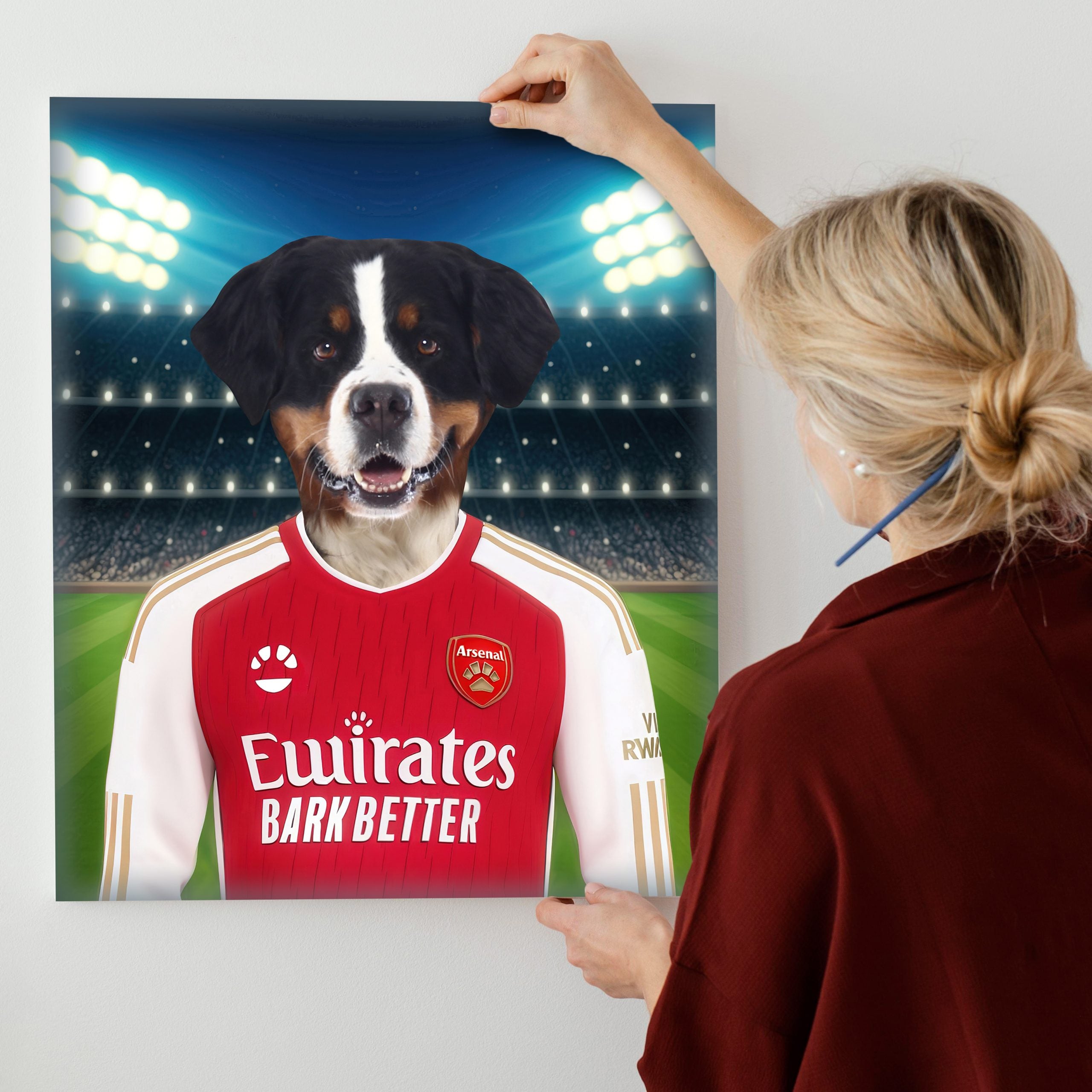"The Gunner's Companion" - Custom Pet Portrait on Arsenal FC Inspired Jersey