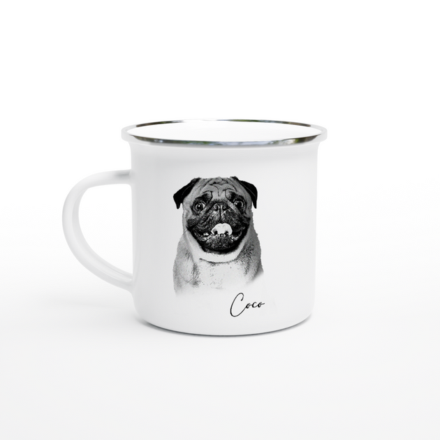 Pet Portrait 12oz Custom Pet Art Enamel Mug