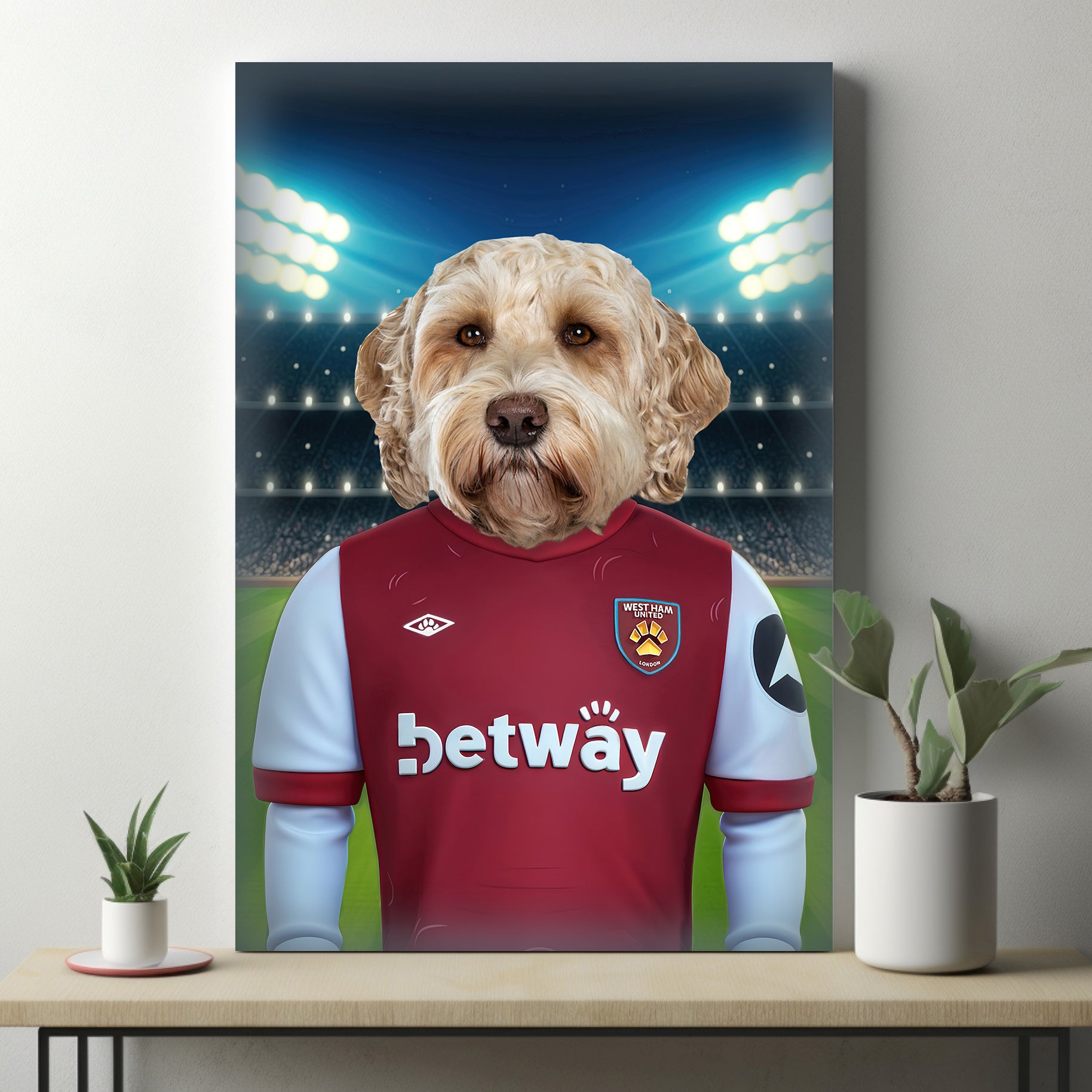 "Hammers' Paws Companion" - Custom Pet Portrait in West Ham Inspired Jersey