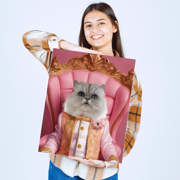 Whiskered Nobility: Custom Regal Pet Portrait - Aristocratic Elegance in Peach and Gold!