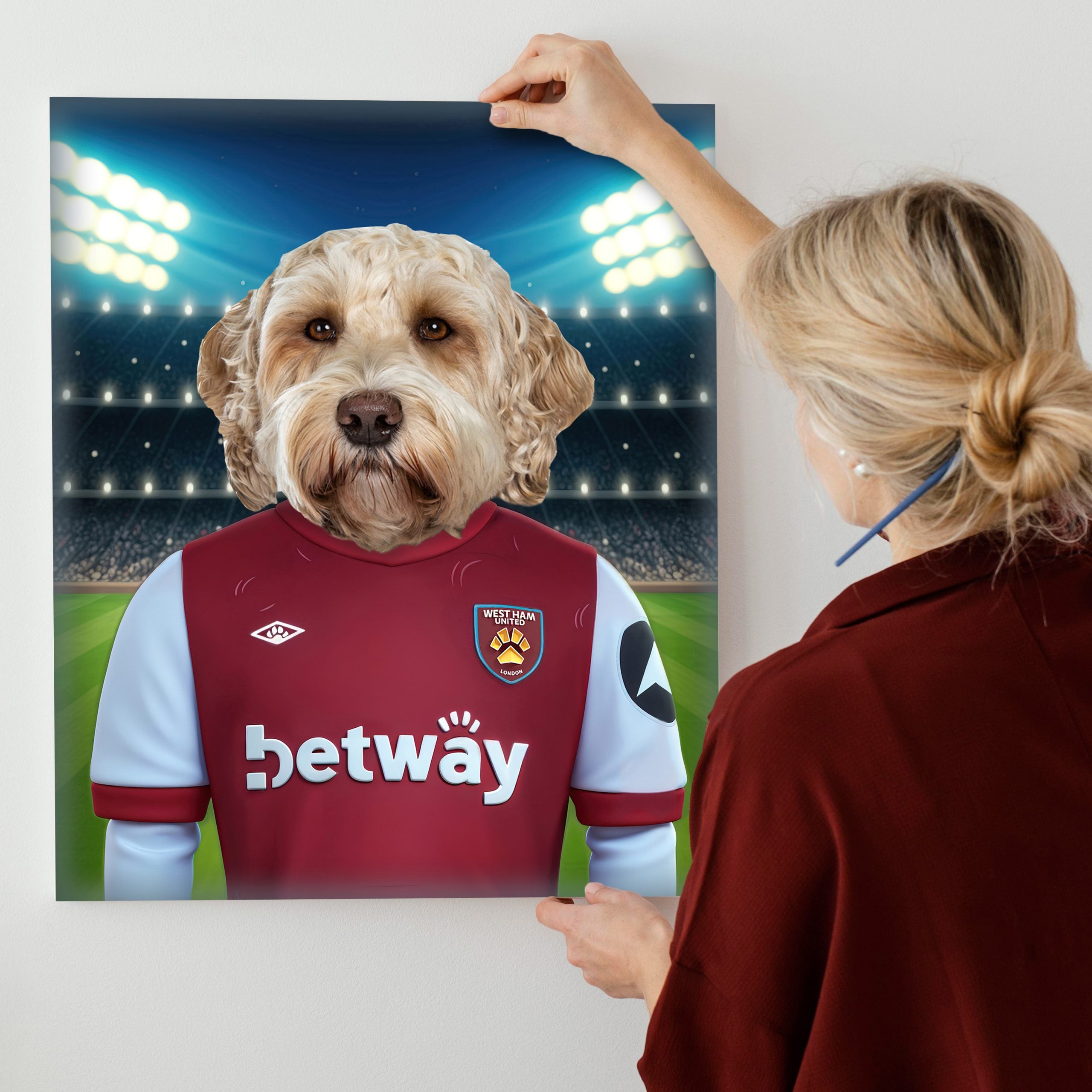 "Hammers' Paws Companion" - Custom Pet Portrait in West Ham Inspired Jersey