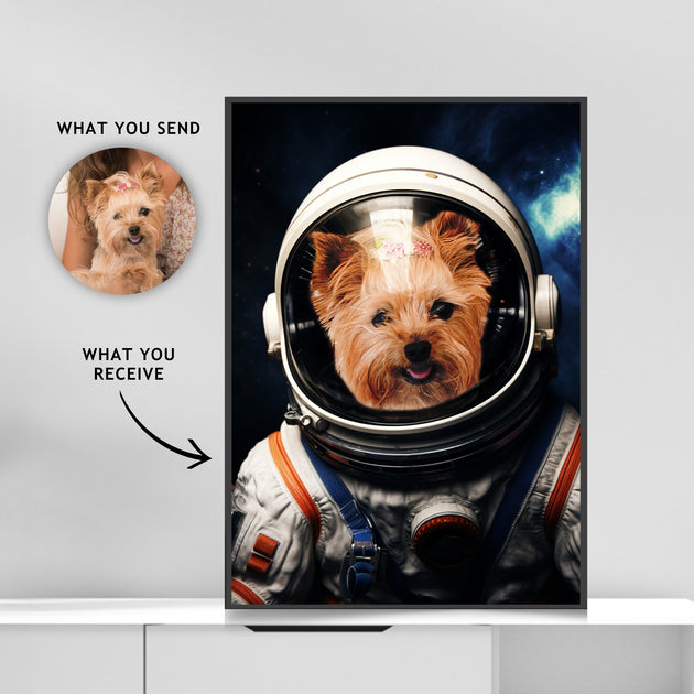 Cosmic Explorer: Custom Spaceman Pet Portrait - Blast Off into Paw-some Galactic Adventures!