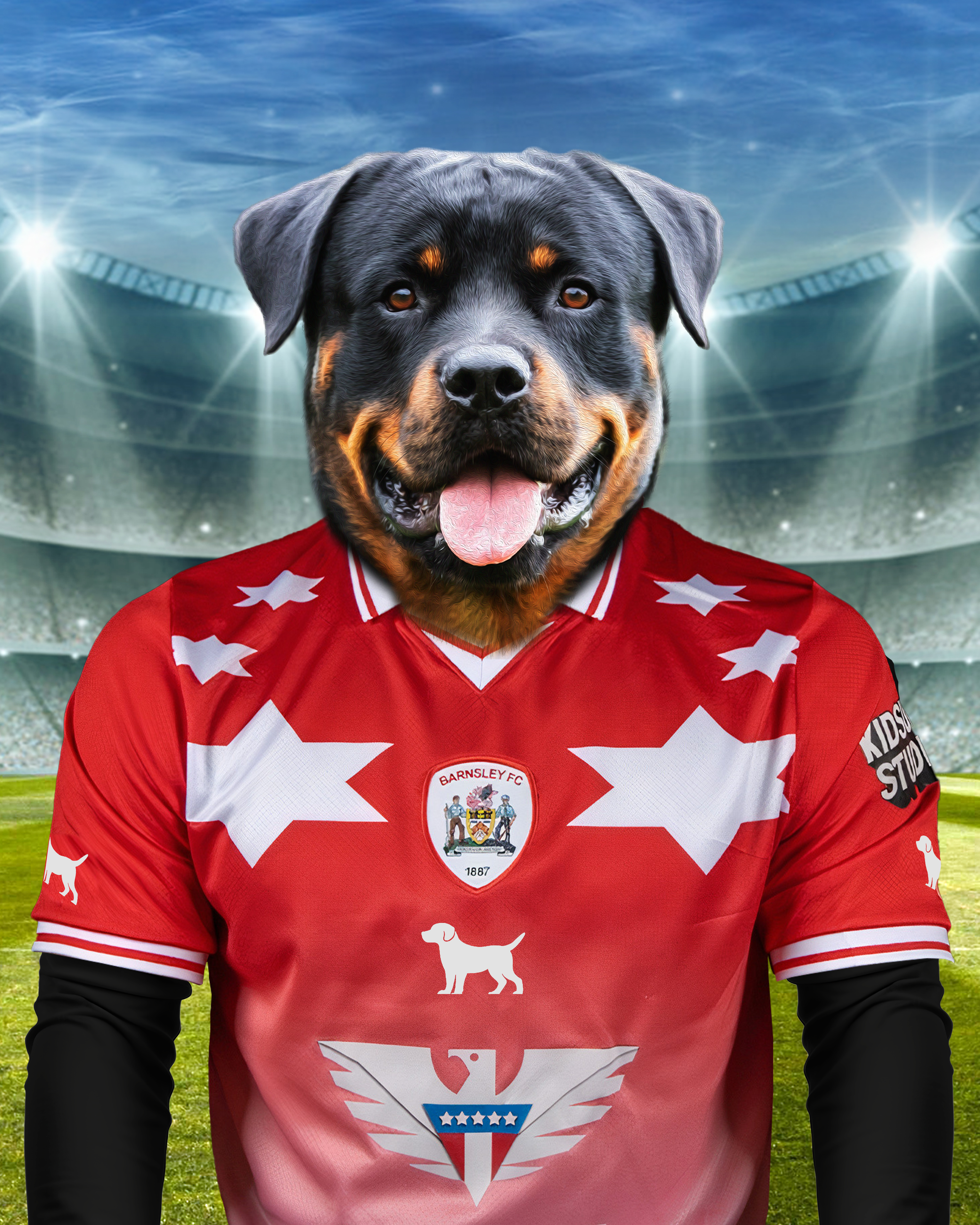 Tykes Tribute” – Custom Pet Portrait in Barnsley F.C. Inspired Kit