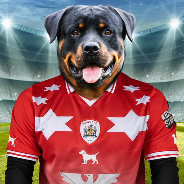 Tykes Tribute” – Custom Pet Portrait in Barnsley F.C. Inspired Kit