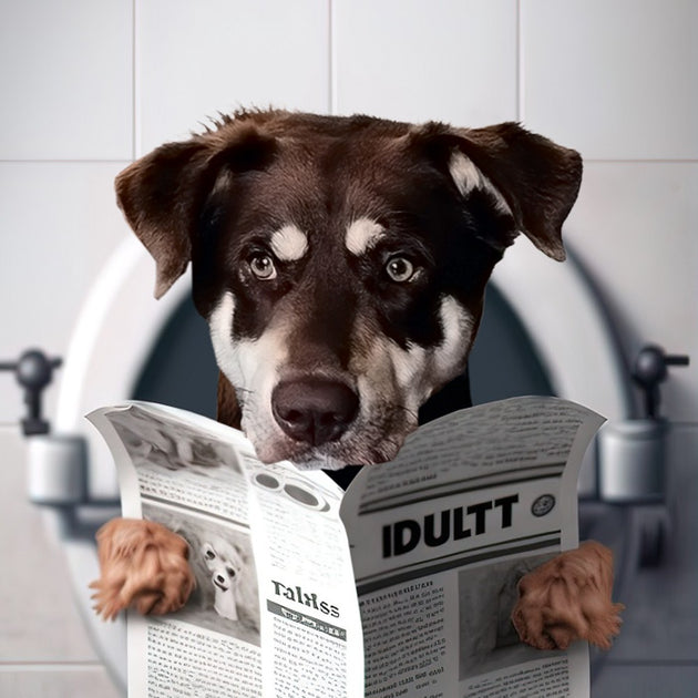 Lavatory Leisure: Custom Pet Print in a Moment of Repose