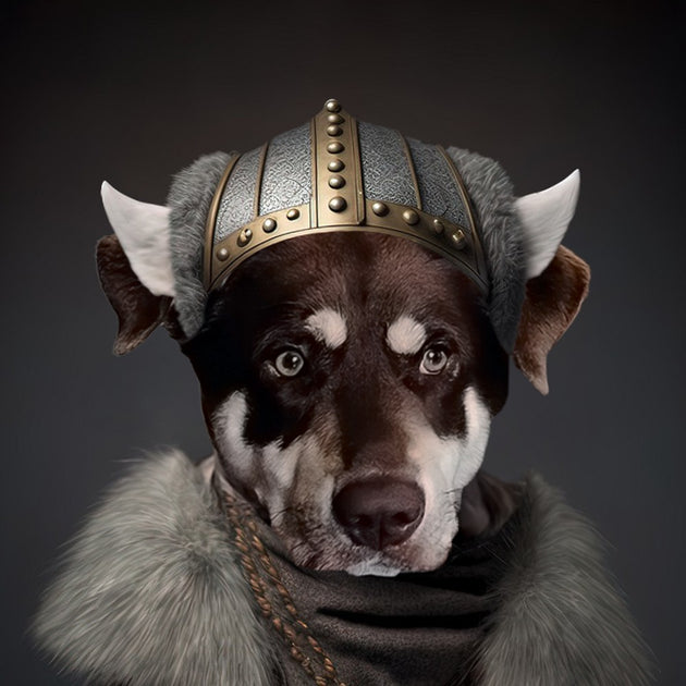 Viking Valor: Custom Pet Warrior Portrait