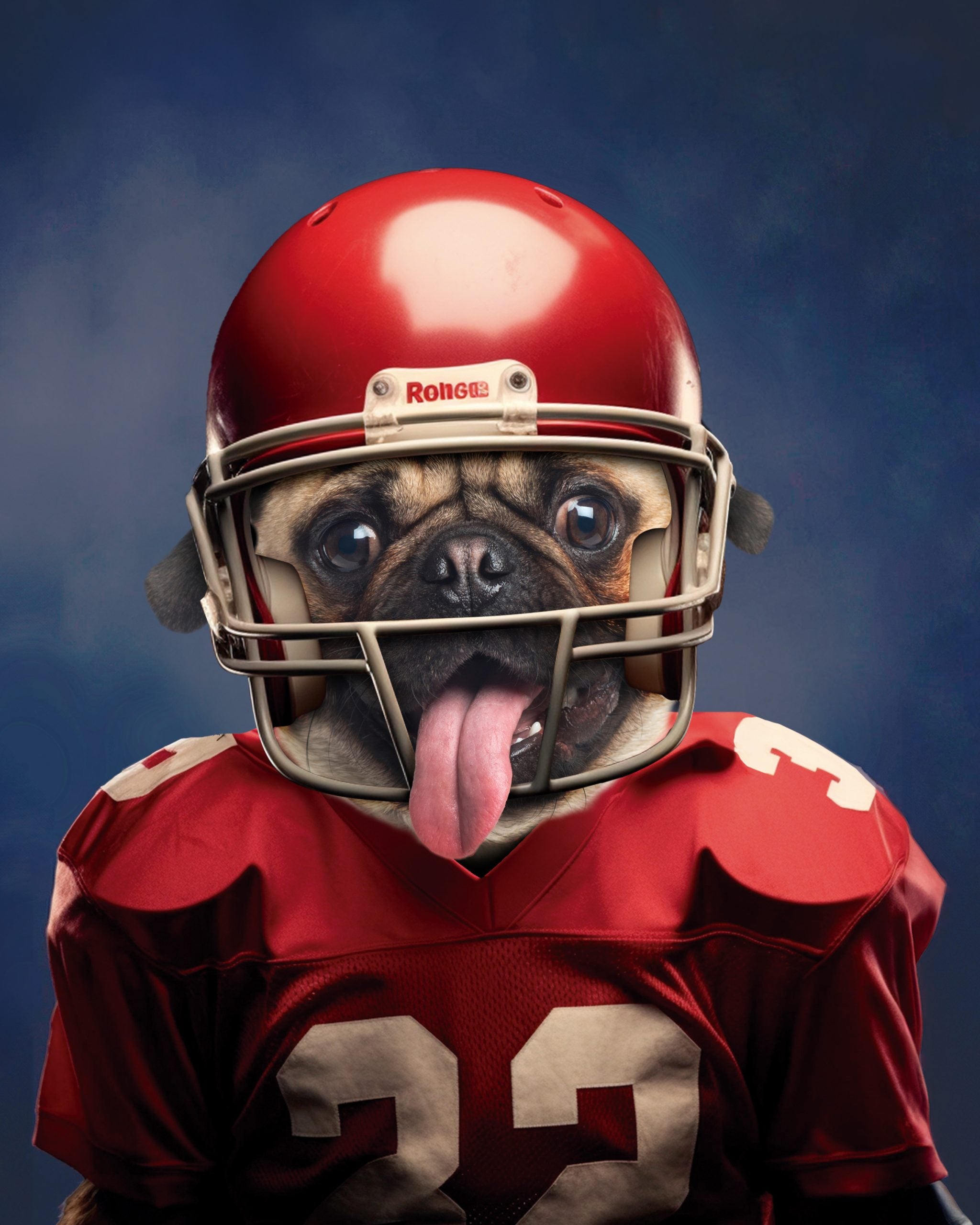 Gridiron Glory: Custom American Footballer Pet Portrait - Transform Your Pet into a Touchdown Titan!