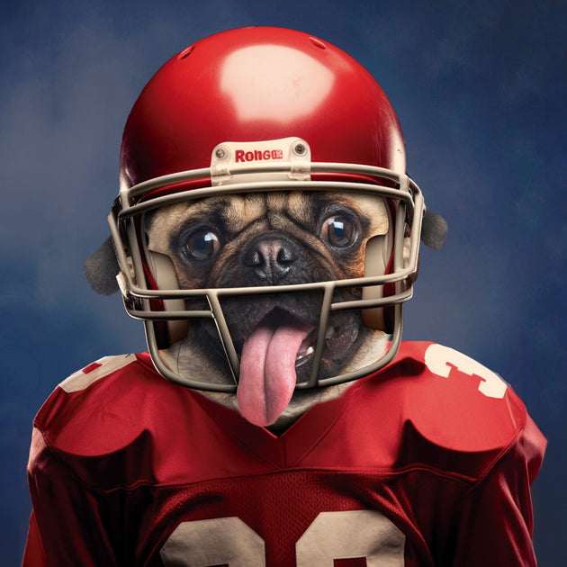 Gridiron Glory: Custom American Footballer Pet Portrait - Transform Your Pet into a Touchdown Titan!