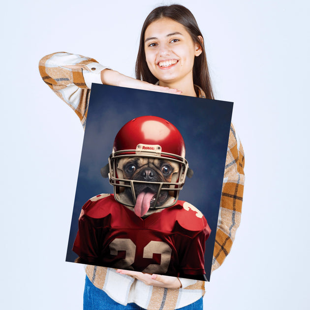 Gridiron Glory: Custom American Footballer Pet Portrait - Transform Your Pet into a Touchdown Titan!