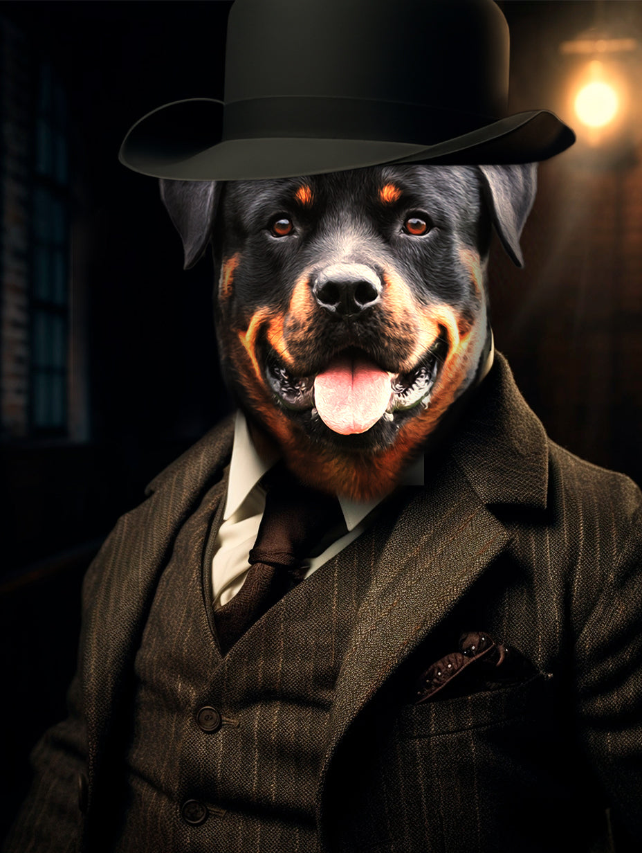 Gangster Glory: Custom Peaky Blinders Pet Portrait - Transform Your Pet into a Dapper Shelby!