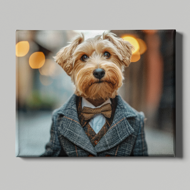 Canine Elegance: Custom Dapper Dog Portrait - A Pawsome Tribute to British Style!