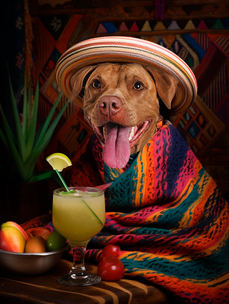 Fiesta Furry: Custom Mexican Holiday Pet Portrait - Celebrate with Vibrant Pet Panache!