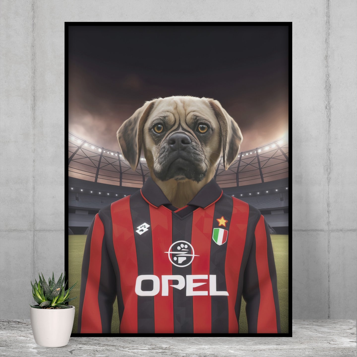 "Rossonero Rover" - Vintage '94-'95 AC Milan Inspired Custom Pet Portrait