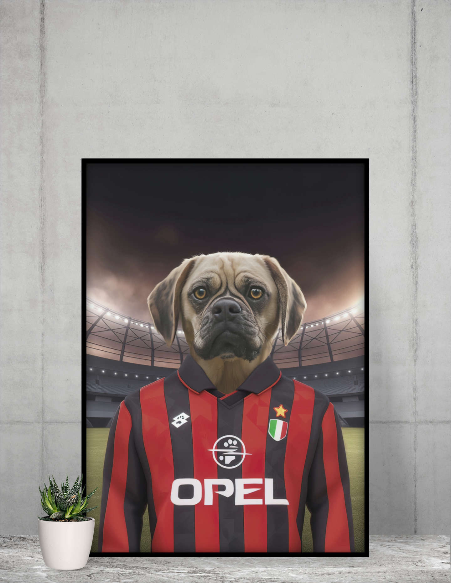 "Rossonero Rover" - Vintage '94-'95 AC Milan Inspired Custom Pet Portrait
