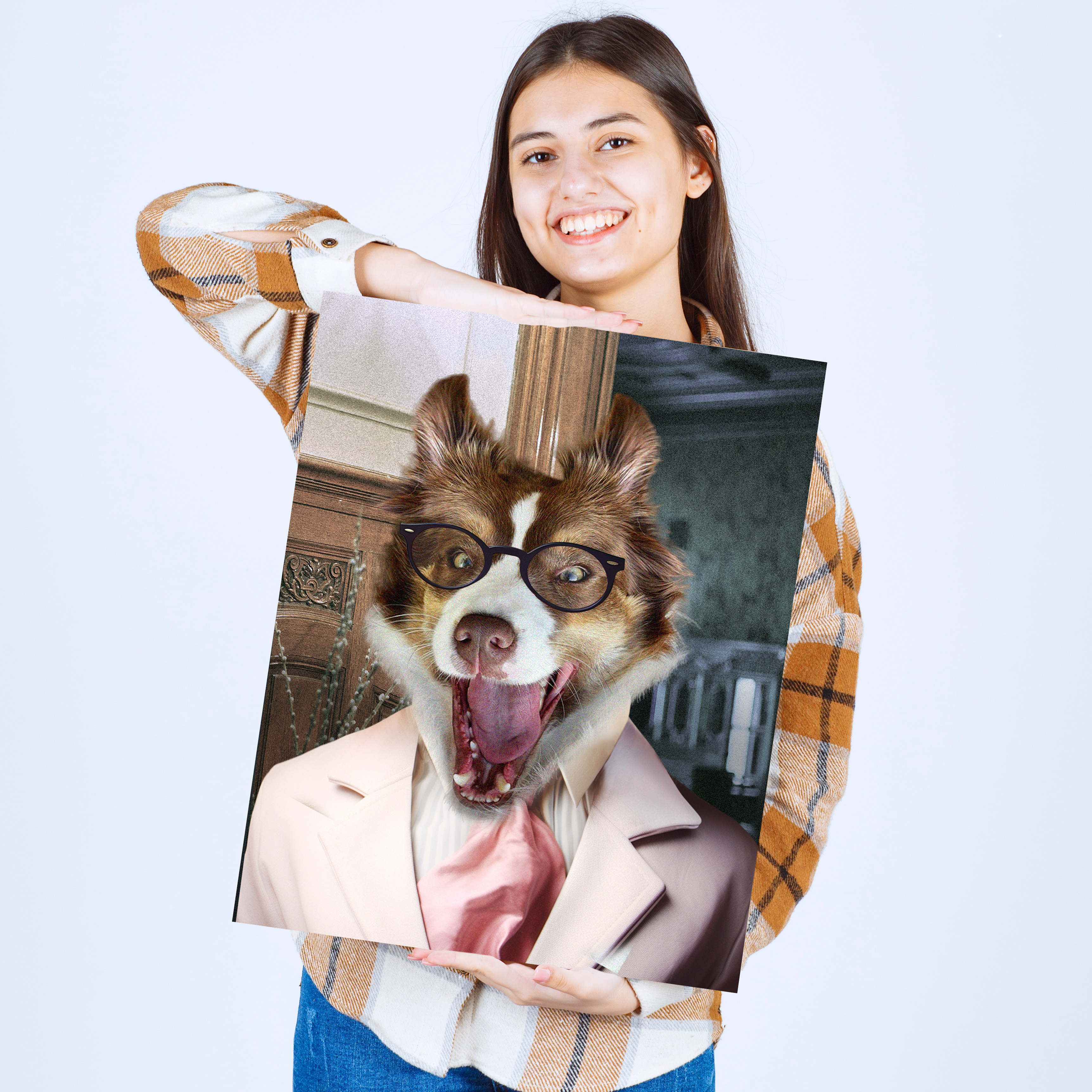 "Catwalk Couture" - Custom Pet Portrait in Flamboyant Pink Attire