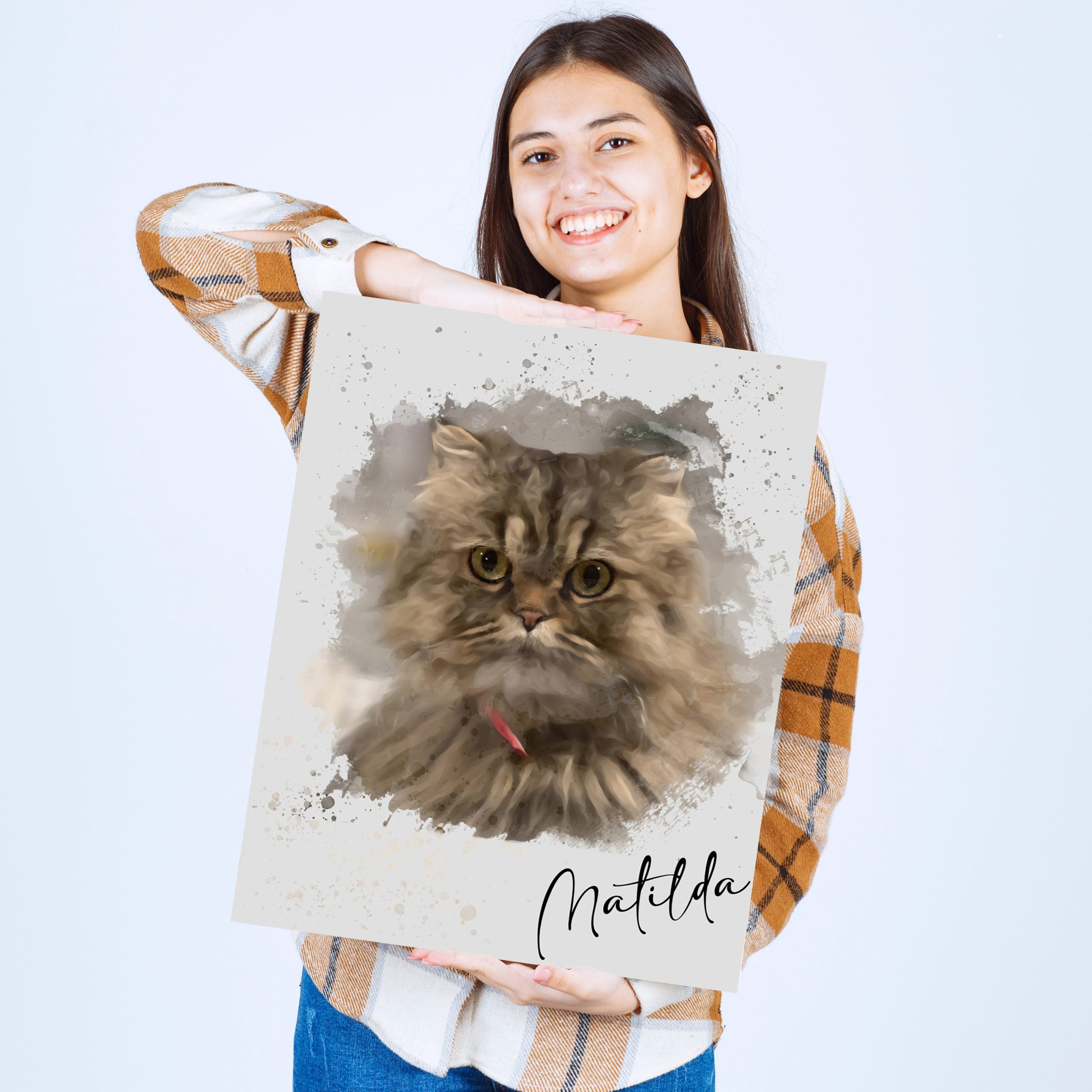 Watercolour Art : Personalised Pet Portrait - Artistry Unleashed with Your Furry Friend's Name!