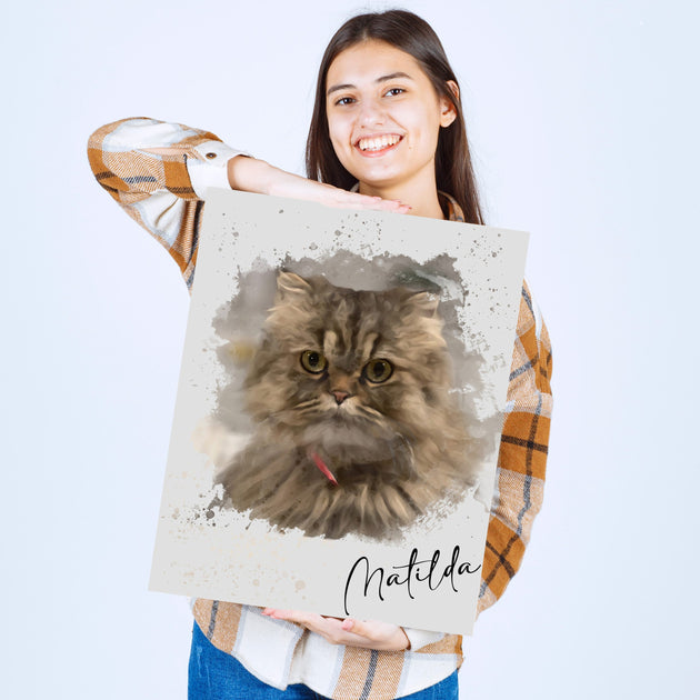 Watercolour Art : Personalised Pet Portrait - Artistry Unleashed with Your Furry Friend's Name!