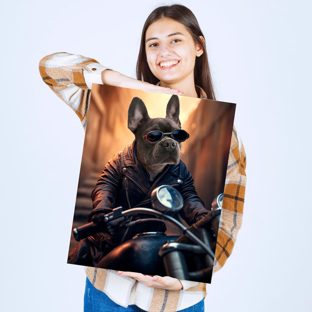 Rebel Rides: Custom Harley-Davidson Dog Portrait - Unleash the Biker Spirit in Your Pooch!