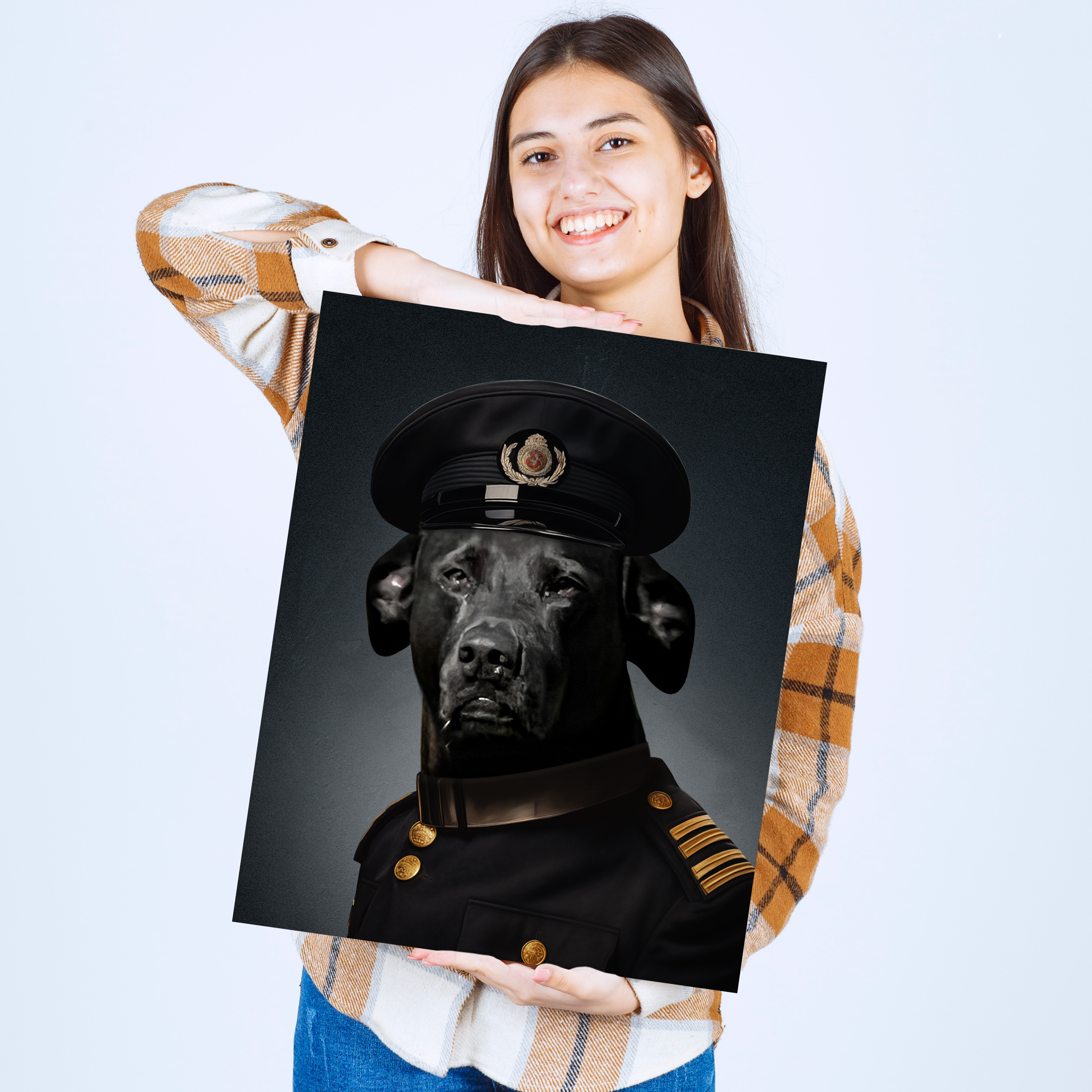 "Admiral Fido" - Custom Pet Portrait in Air Force Commander RAF Attire