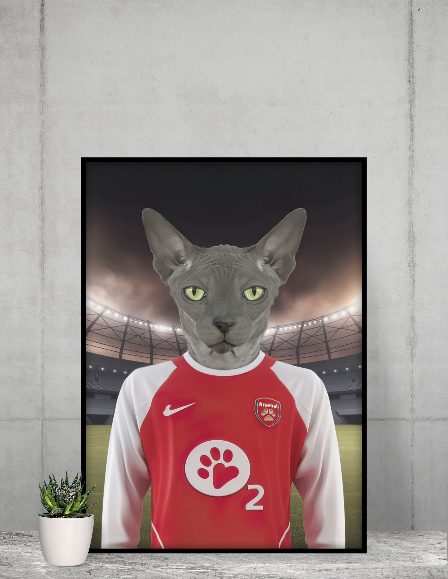 "Gunners' Glory" - Custom Pet Portrait on Arsenal FC 2002-2004 Inspired Jersey