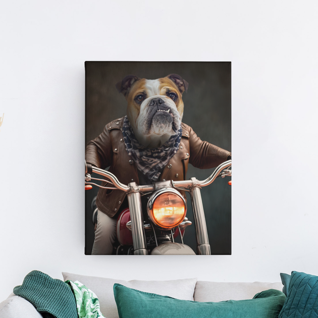 Revved-Up Rovers: Custom Motorbike Rider Pet Portrait