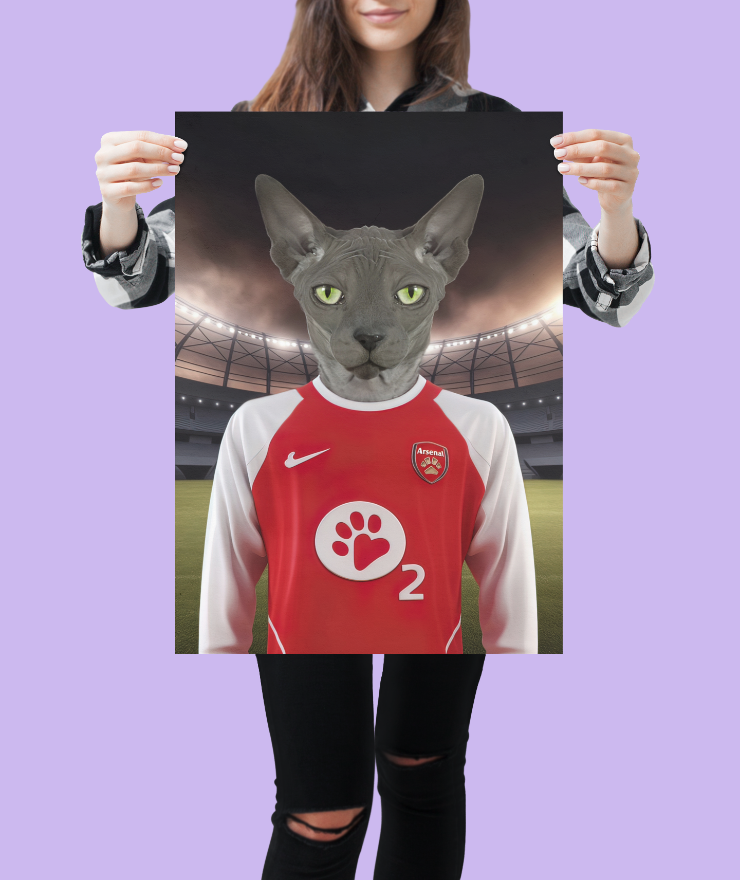 "Gunners' Glory" - Custom Pet Portrait on Arsenal FC 2002-2004 Inspired Jersey