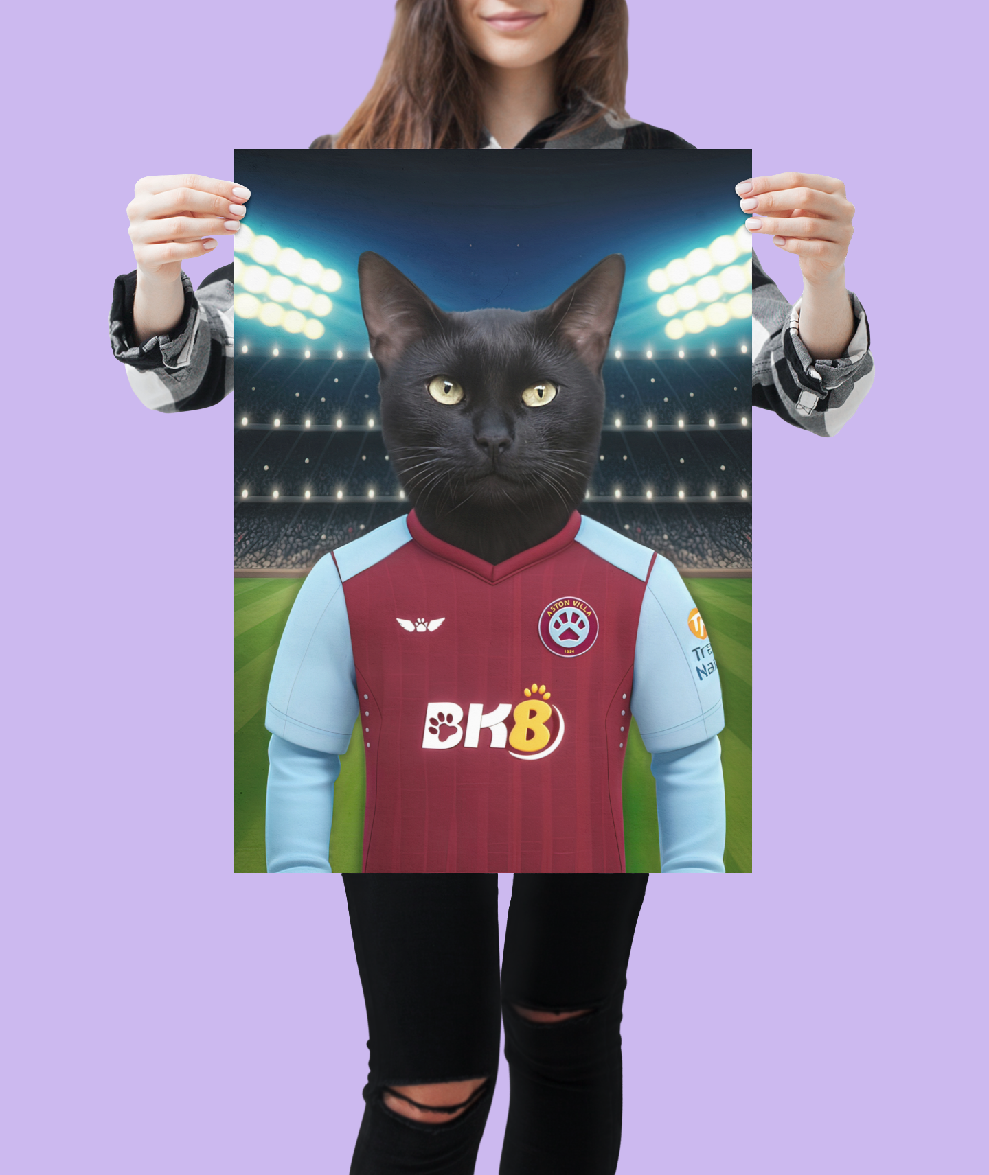 "Villan's Best Friend" - Custom Pet Portrait on Aston Villa FC Inspired Jersey