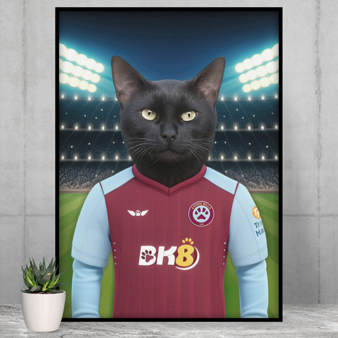 "Villan's Best Friend" - Custom Pet Portrait on Aston Villa FC Inspired Jersey
