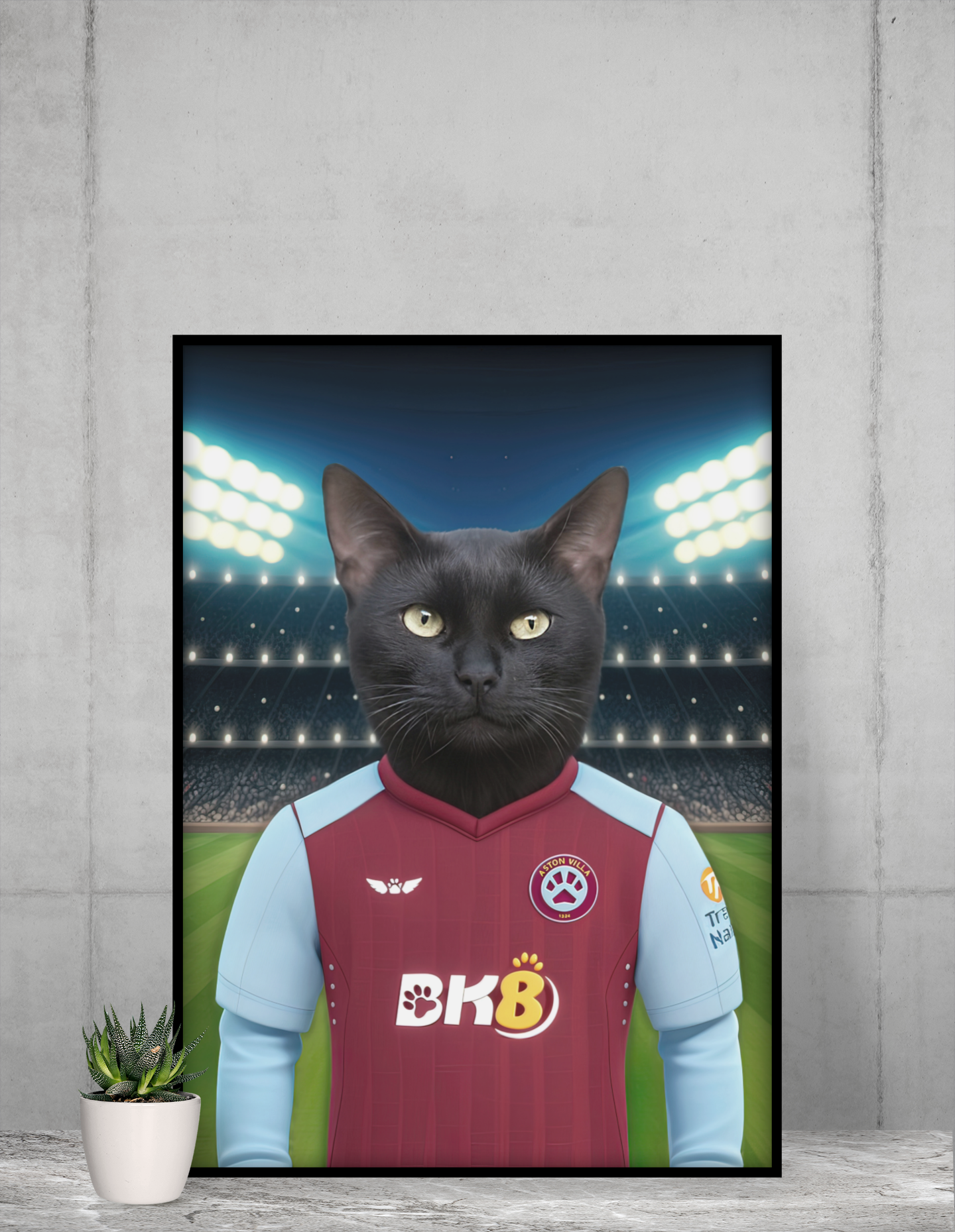 "Villan's Best Friend" - Custom Pet Portrait on Aston Villa FC Inspired Jersey