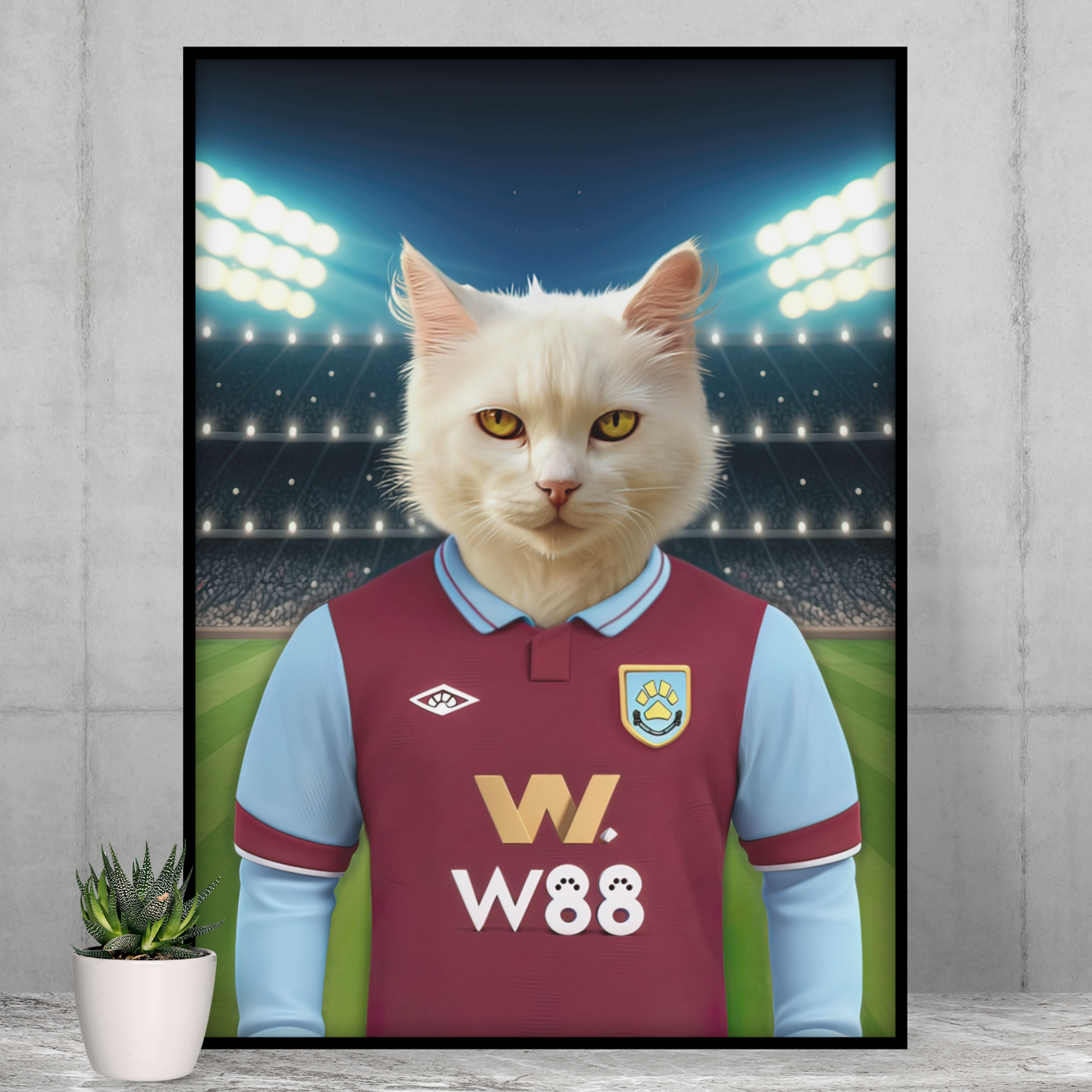 "Claret Companion" - Custom Pet Portrait on Burnley FC Inspired Jersey