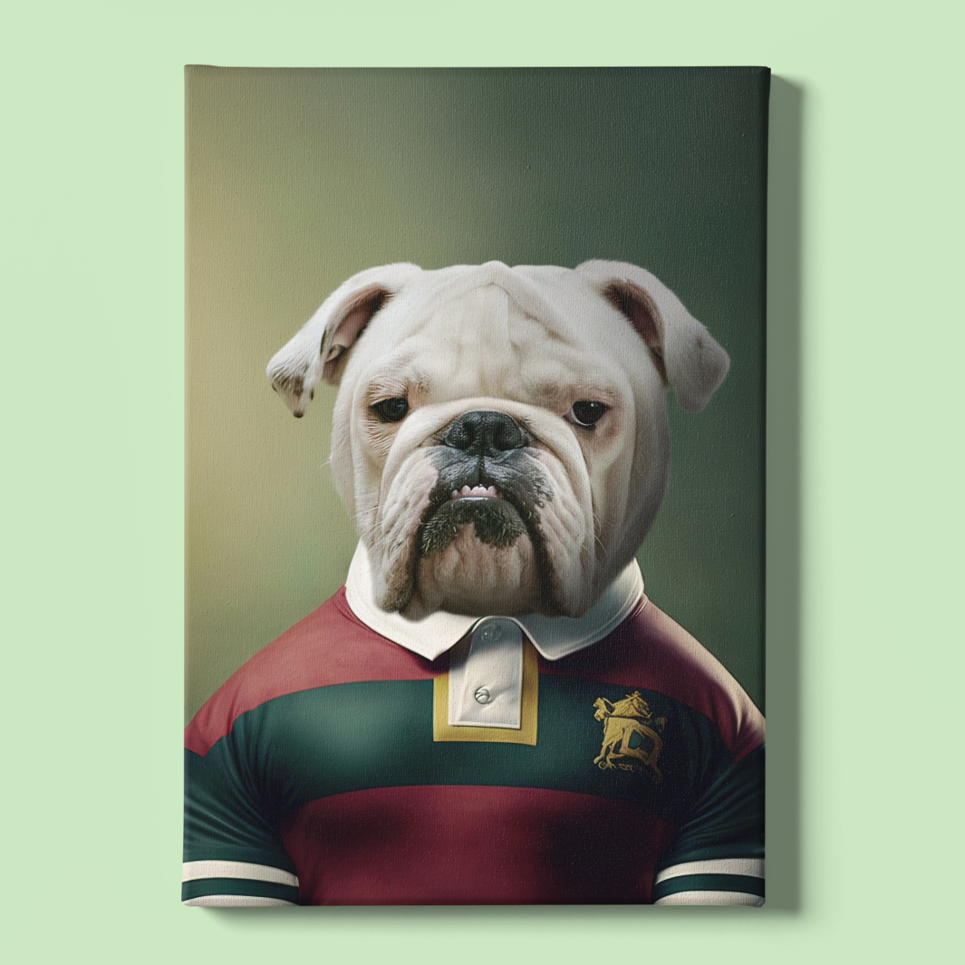 Scrum-tastic Pet: Custom Rugby Player Pet Portrait