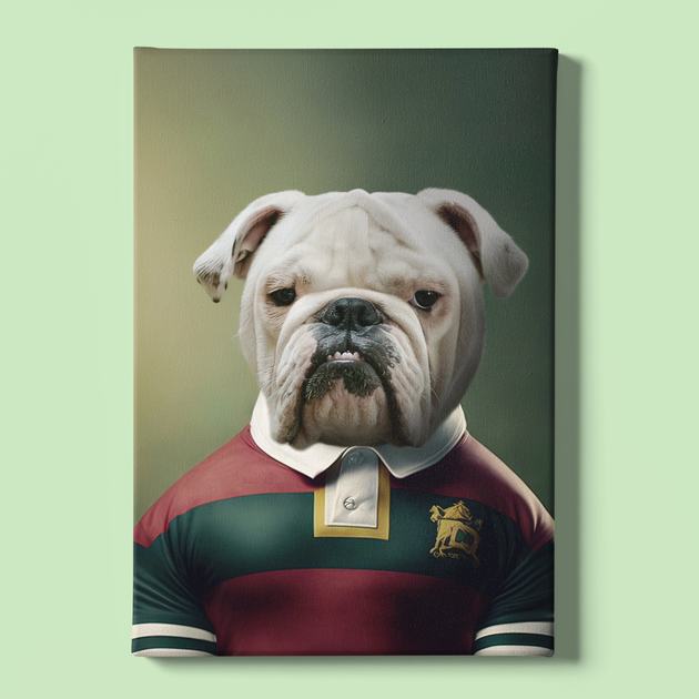 Scrum-tastic Pet: Custom Rugby Player Pet Portrait