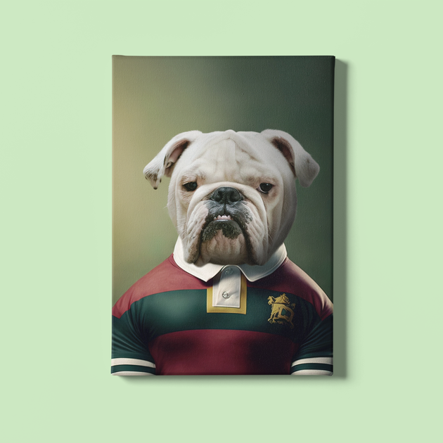 Scrum-tastic Pet: Custom Rugby Player Pet Portrait