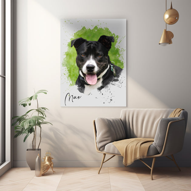Watercolour Art : Personalised Pet + Owner Portrait - Artistry Unleashed with Your Furry Friend's Name!