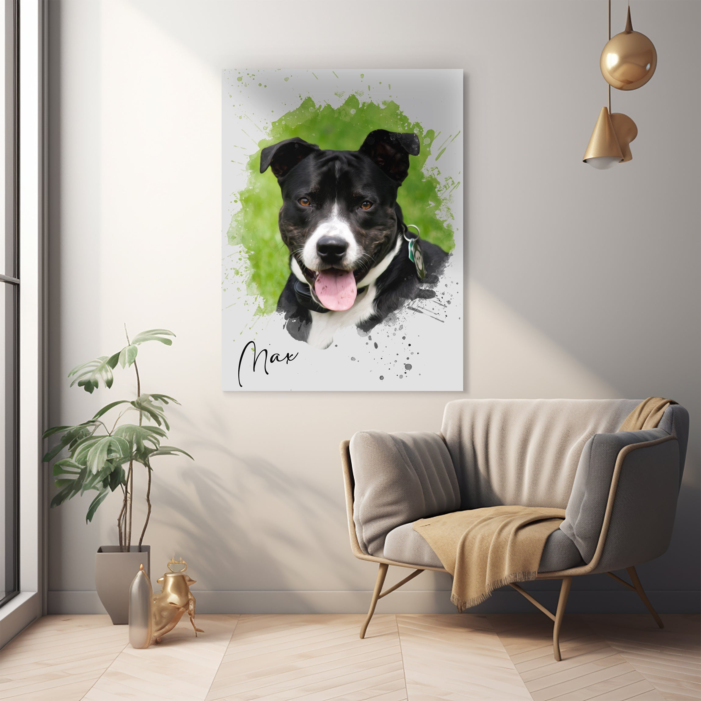 Watercolour Art : Personalised Pet Portrait - Artistry Unleashed with Your Furry Friend's Name!
