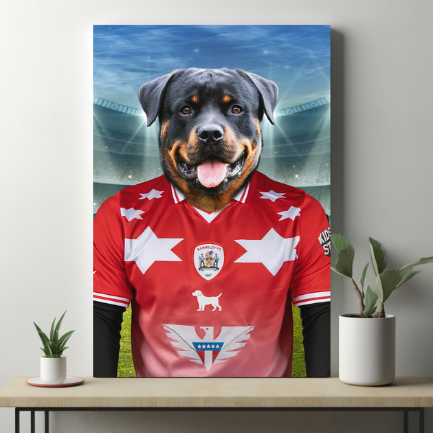 Tykes Tribute” – Custom Pet Portrait in Barnsley F.C. Inspired Kit