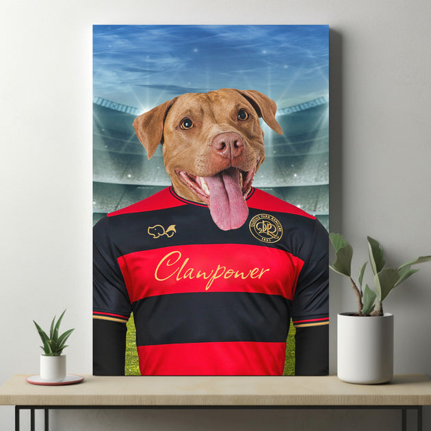 Hoops Harmony: Custom Pet Portraits in Queens Park Rangers Inspired Kit - Celebrate Your Pet's True Colours!