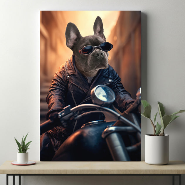 Rebel Rides: Custom Harley-Davidson Dog Portrait - Unleash the Biker Spirit in Your Pooch!