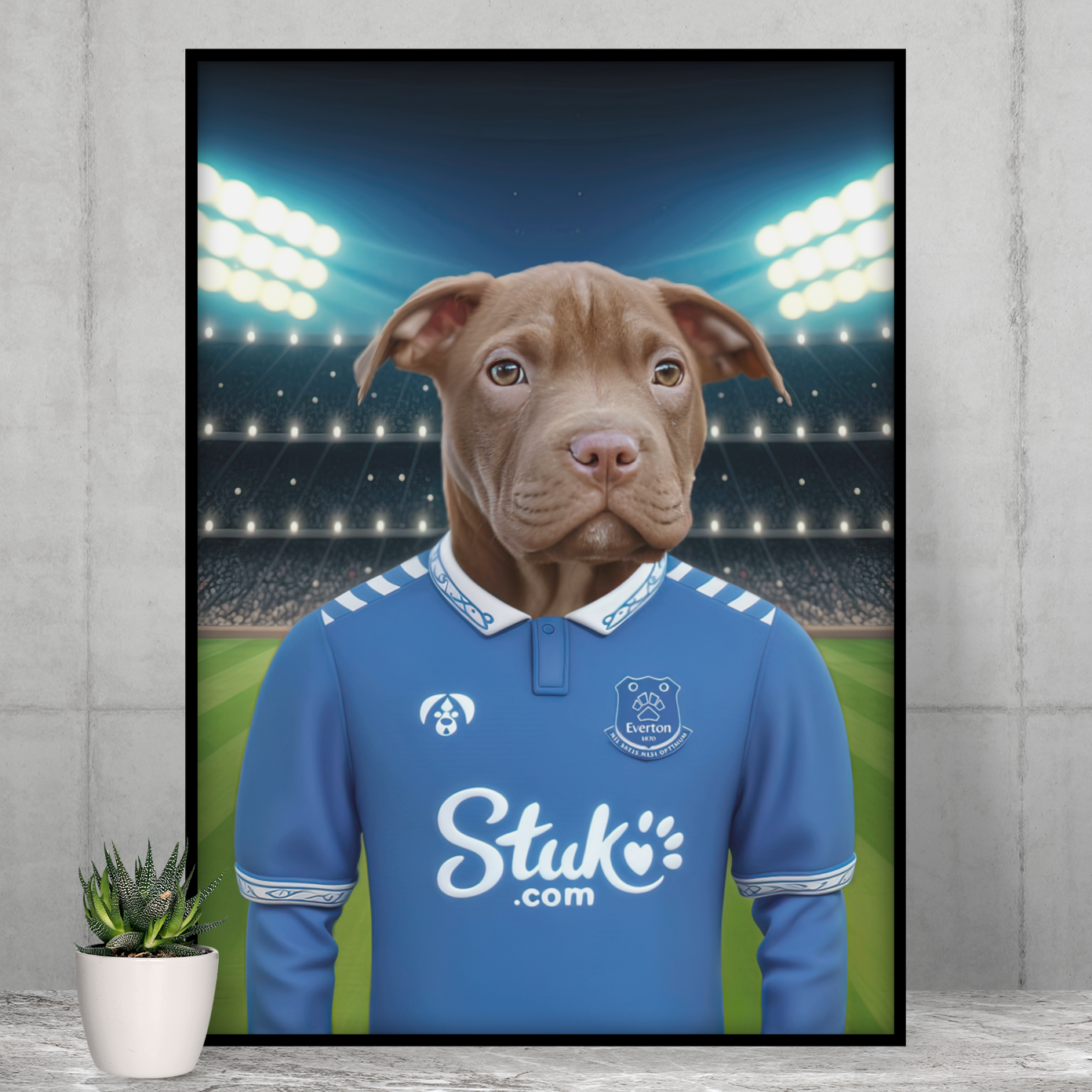 "Everton Elegance" - Custom Pet Portrait with Everton FC Inspired Jersey