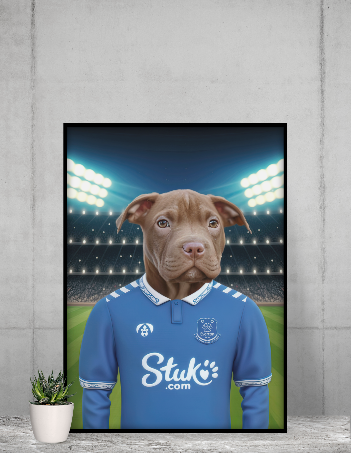 "Everton Elegance" - Custom Pet Portrait with Everton FC Inspired Jersey