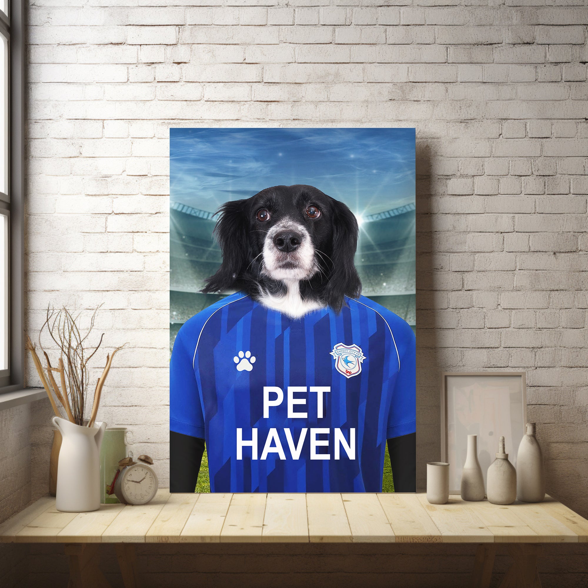 Bluebird Bliss: Custom Pet Portraits in Cardiff City FC Inspired Kit - Unleash Your Pet's Passion!