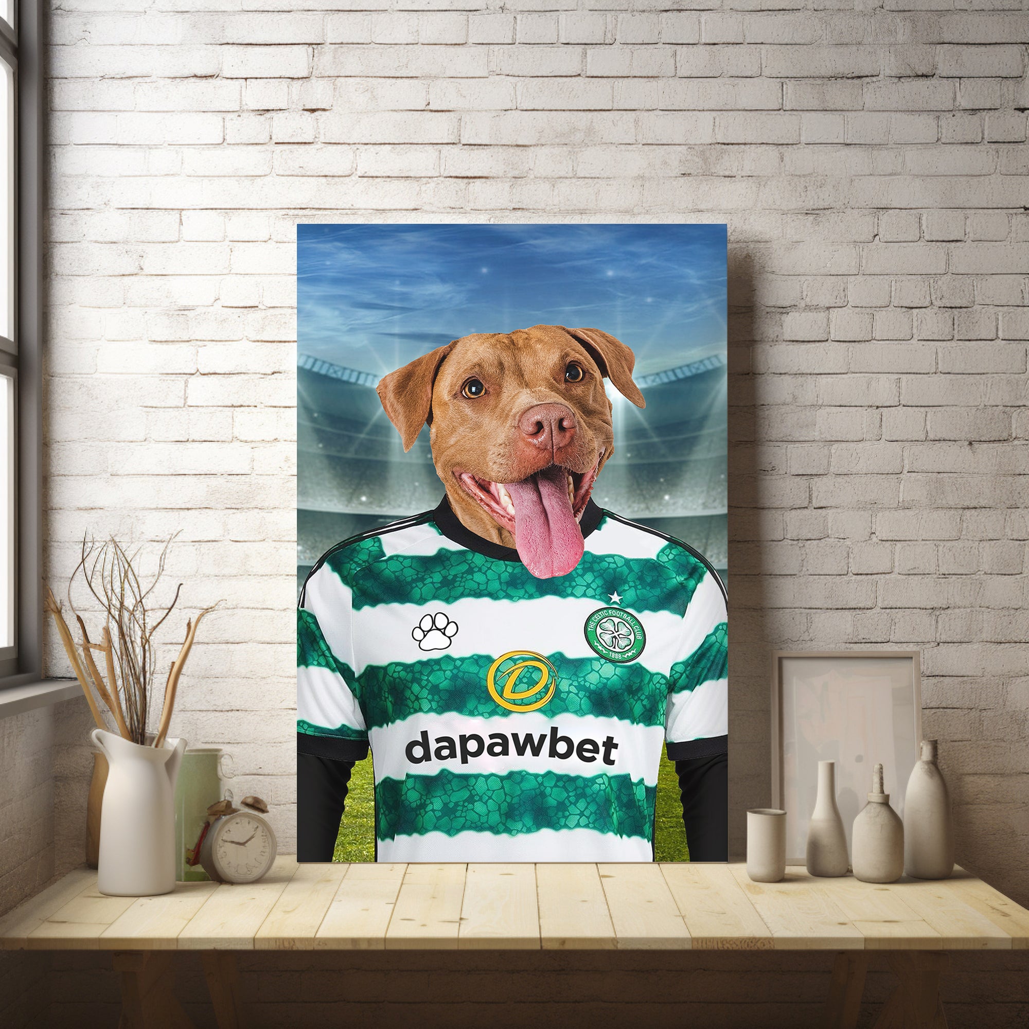 Celtic Canine Crest: Custom Pet Portraits in Glasgow Celtic Inspired Kit - Unleash Your Pet's Inner Champion!