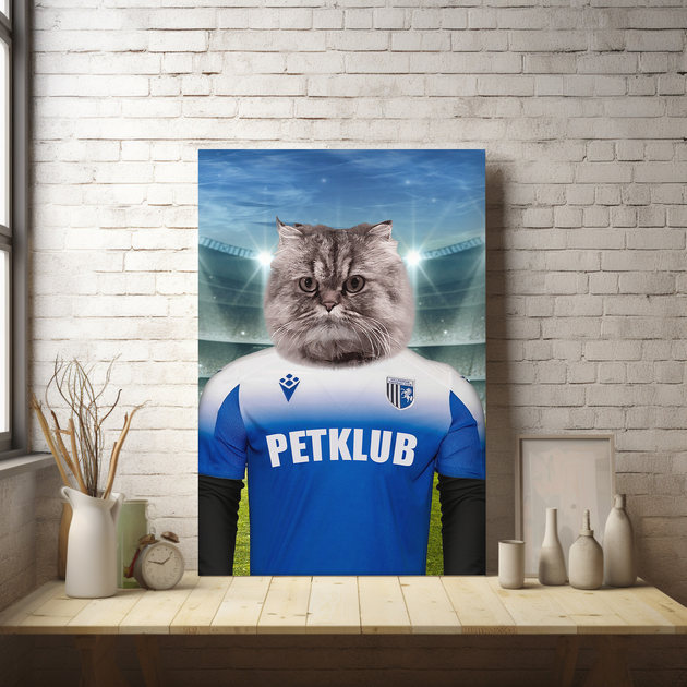 “Gills Pride” – Custom Pet Portrait in Gillingham F.C. Inspired Kit
