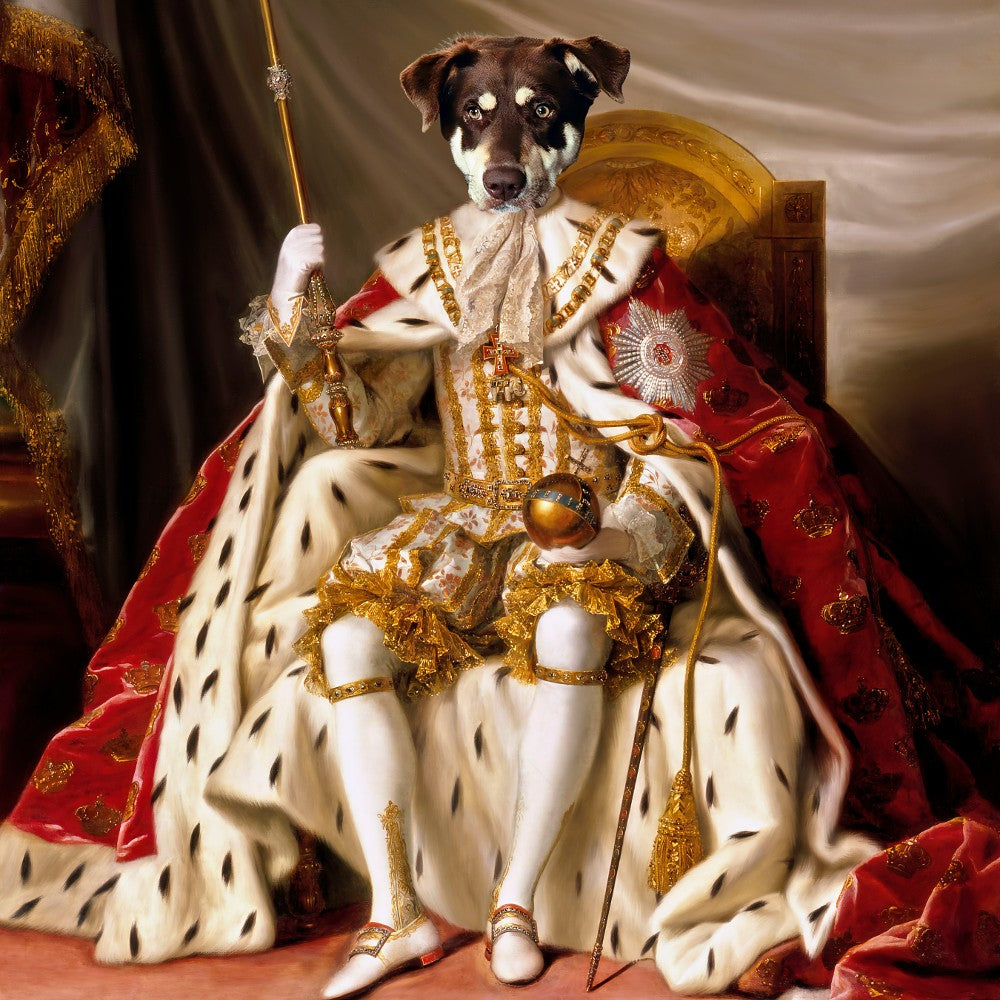 "Sir Barkalot the Regal" - Custom Pet Portrait in Royal King Robes