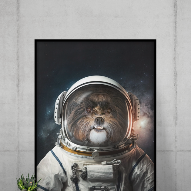 Cosmic Companions: Custom Astronaut Pet Portrait in Space