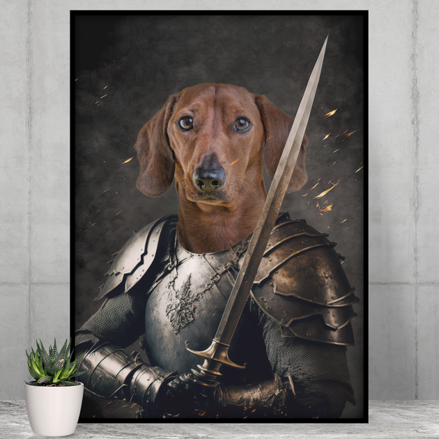 Noble Paws: Regal Knight Pet Portrait
