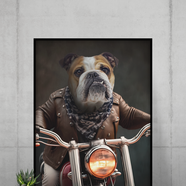 Revved-Up Rovers: Custom Motorbike Rider Pet Portrait