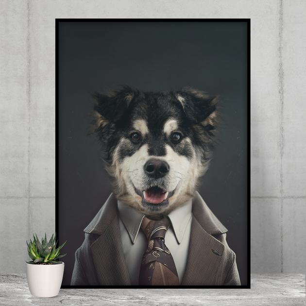 Executive Paws: Custom Businessman Pet Portrait