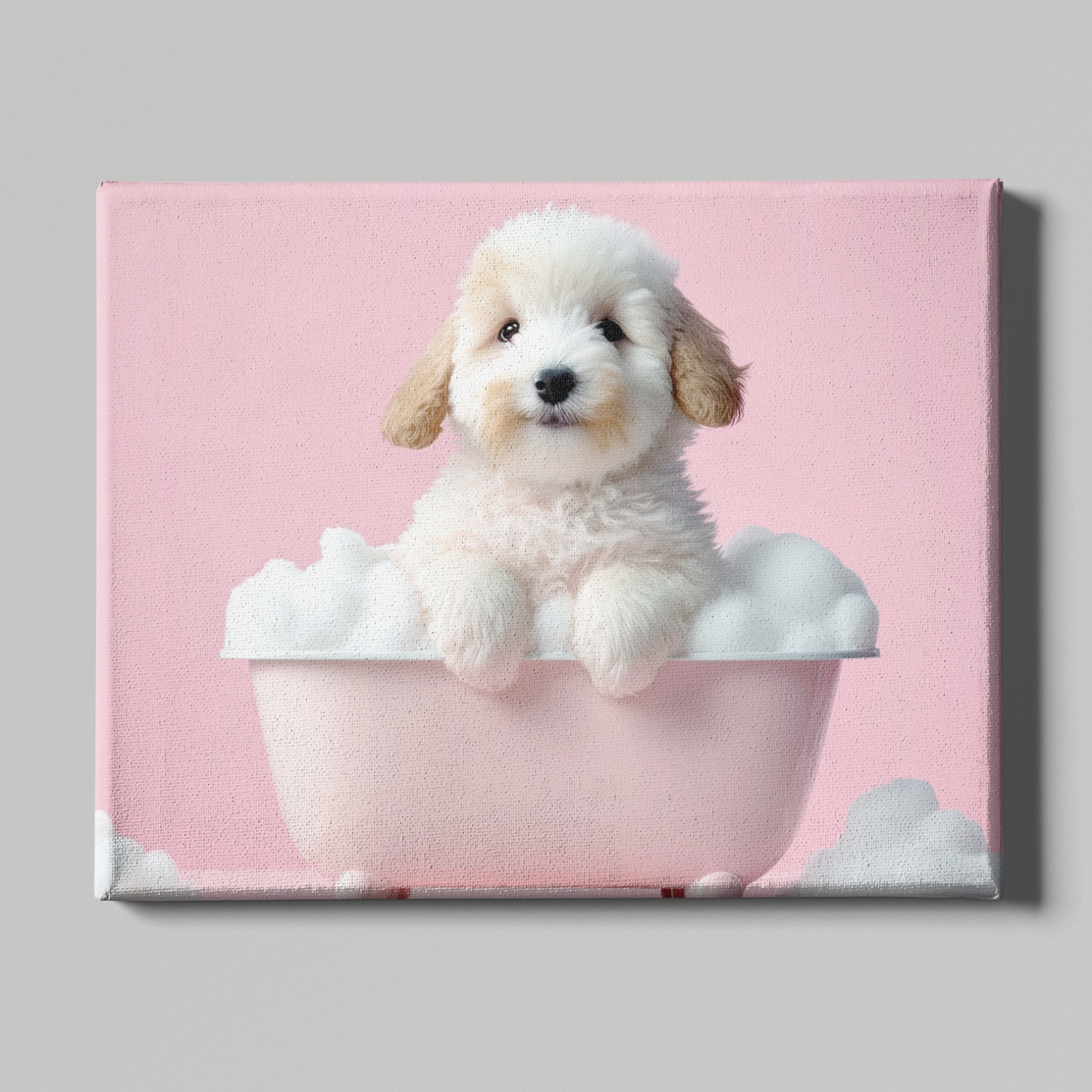 Splish Splash Pup: Custom Dog Bath Pet Portrait - Soapy Fun and Sudsy Cuteness!